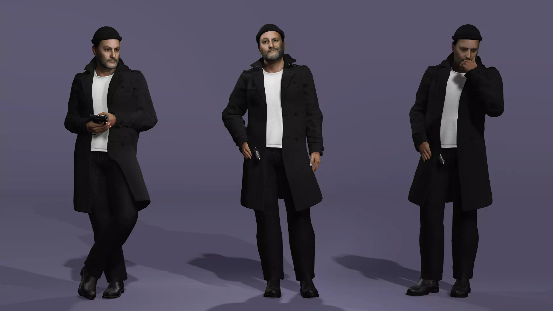 Jean Reno as Leon The Professional Fully Rigged for Unreal Low-poly 3D model_13