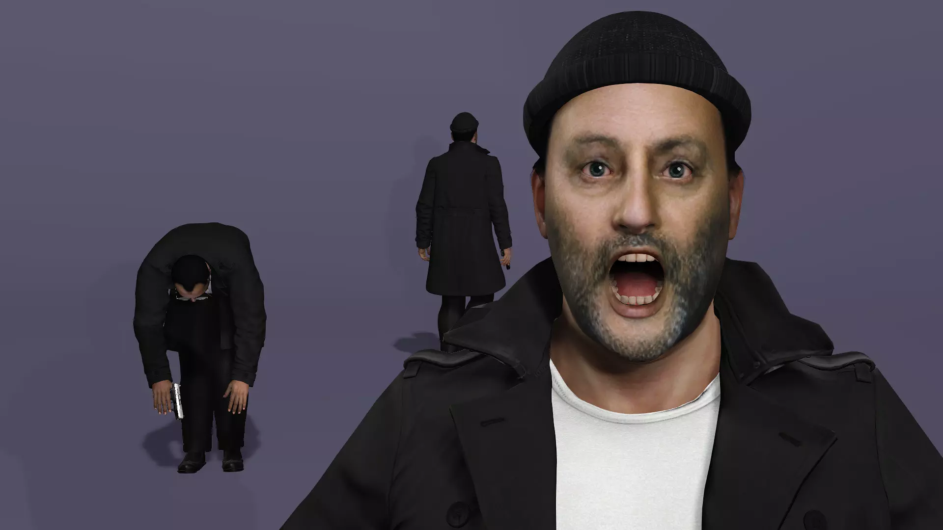 Jean Reno as Leon The Professional Fully Rigged for Unreal Low-poly 3D model_8