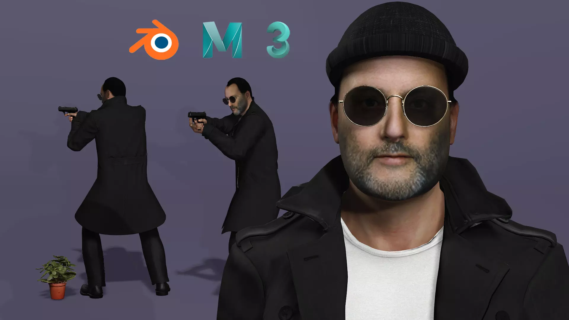 Jean Reno as Leon The Professional Fully Rigged for Unreal Low-poly 3D model_0