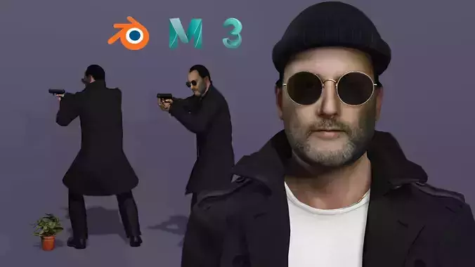 Jean Reno as Leon The Professional Fully Rigged for Unreal Low-poly 3D model