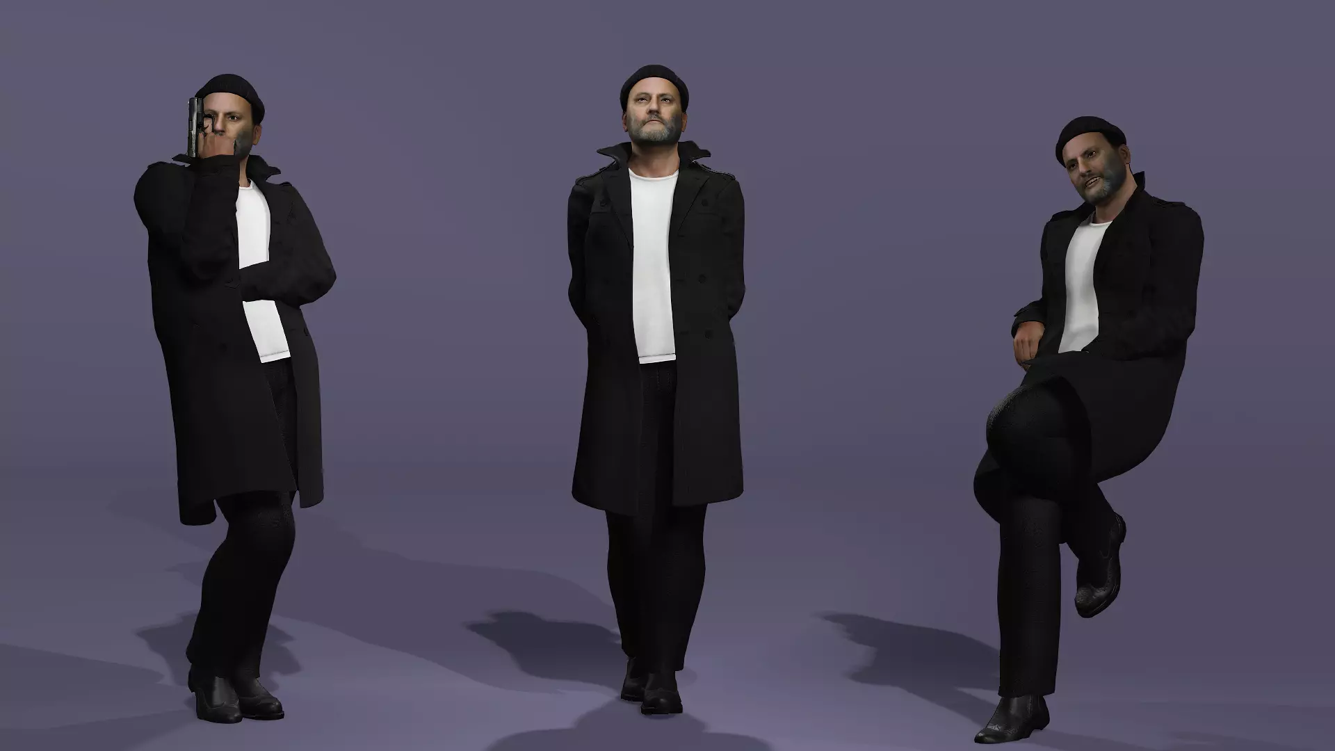 Jean Reno as Leon The Professional Fully Rigged for Unreal Low-poly 3D model_11