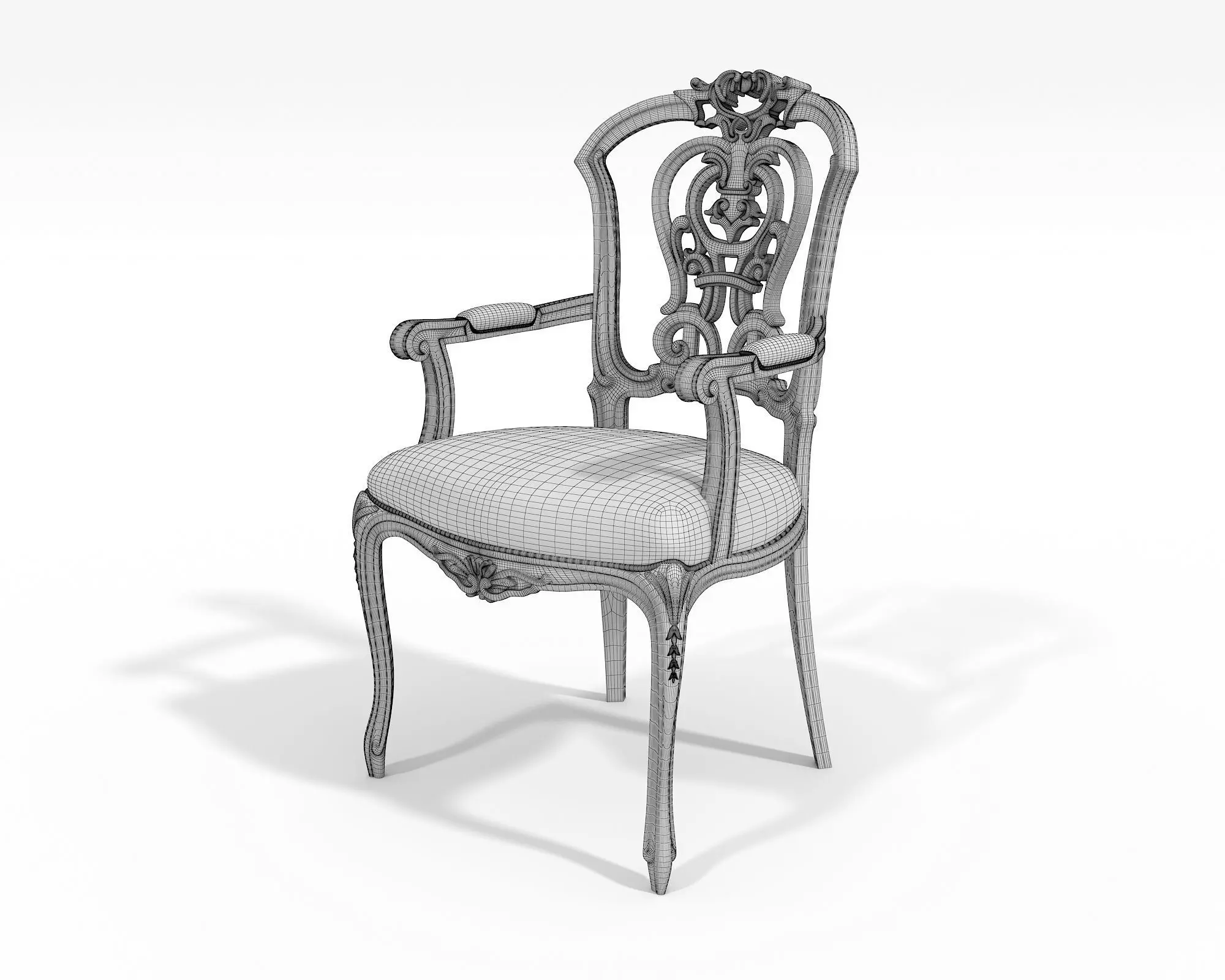 Classic European style Dining Table and Chairs 53 3D model_9