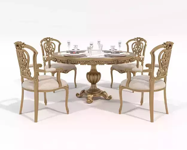 Classic European style Dining Table and Chairs 53