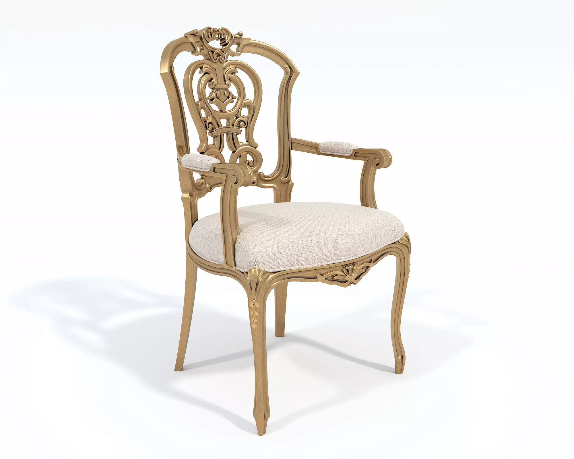 Classic European style Dining Table and Chairs 53 3D model_4