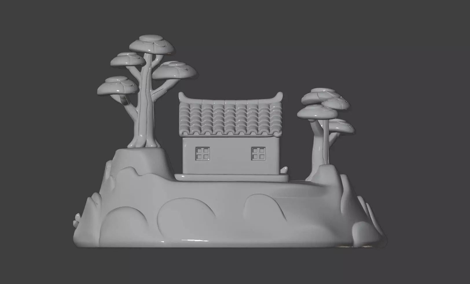 Mountain Cottage Landscape 3D print model_8