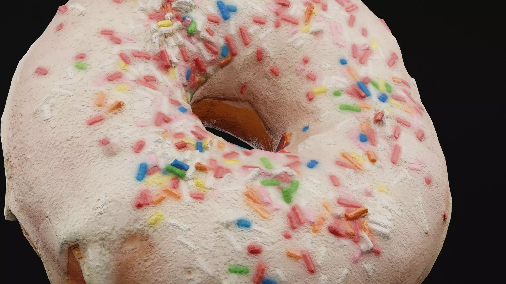 White Sprinkle Donut Low-poly 3D model_3