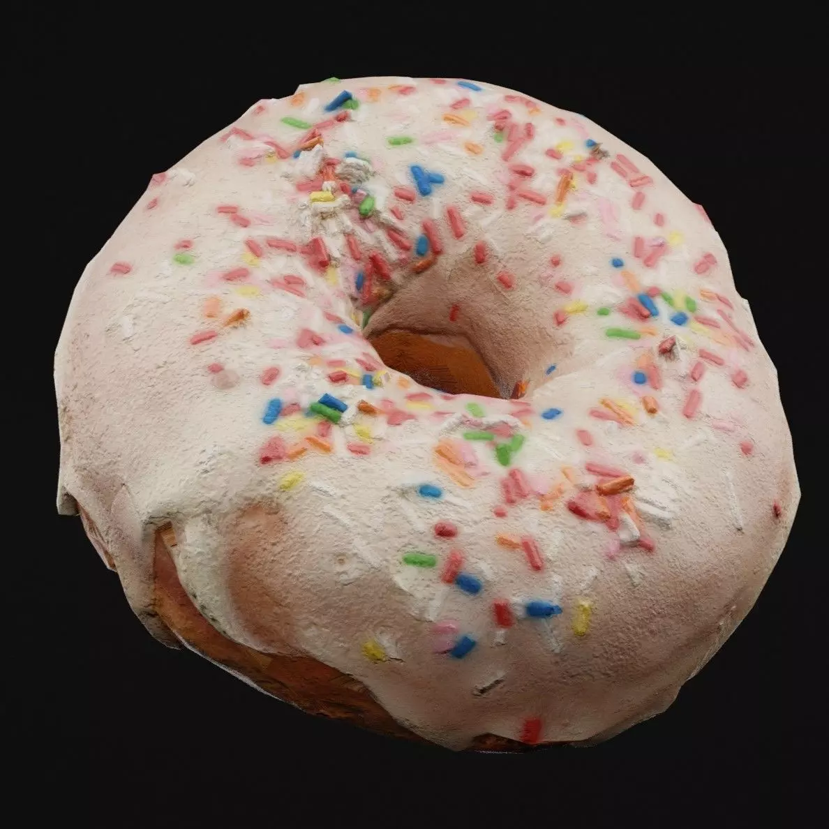 White Sprinkle Donut Low-poly 3D model_5