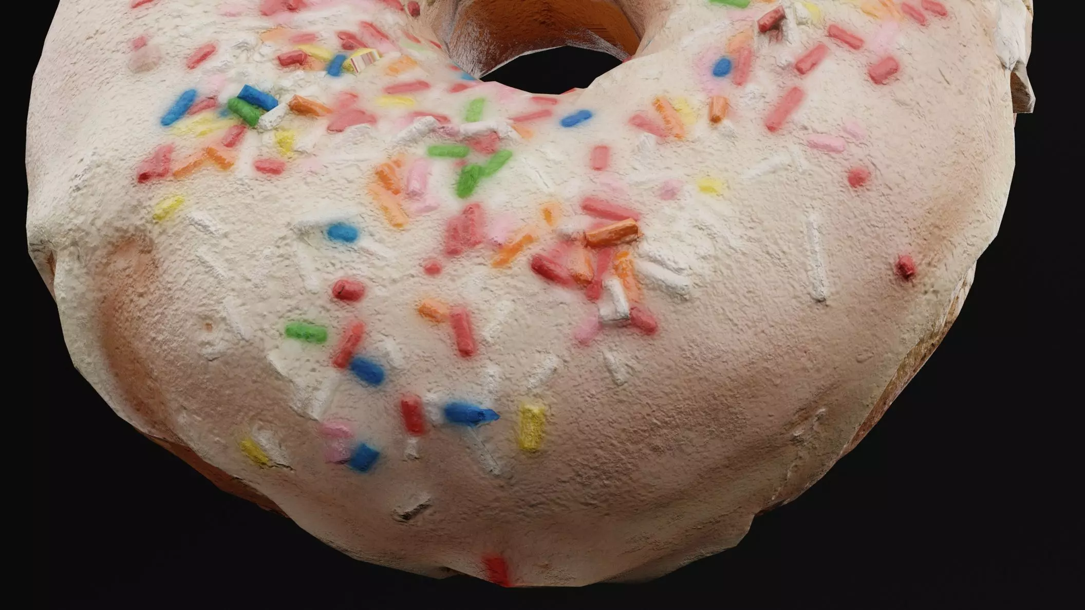 White Sprinkle Donut Low-poly 3D model_1