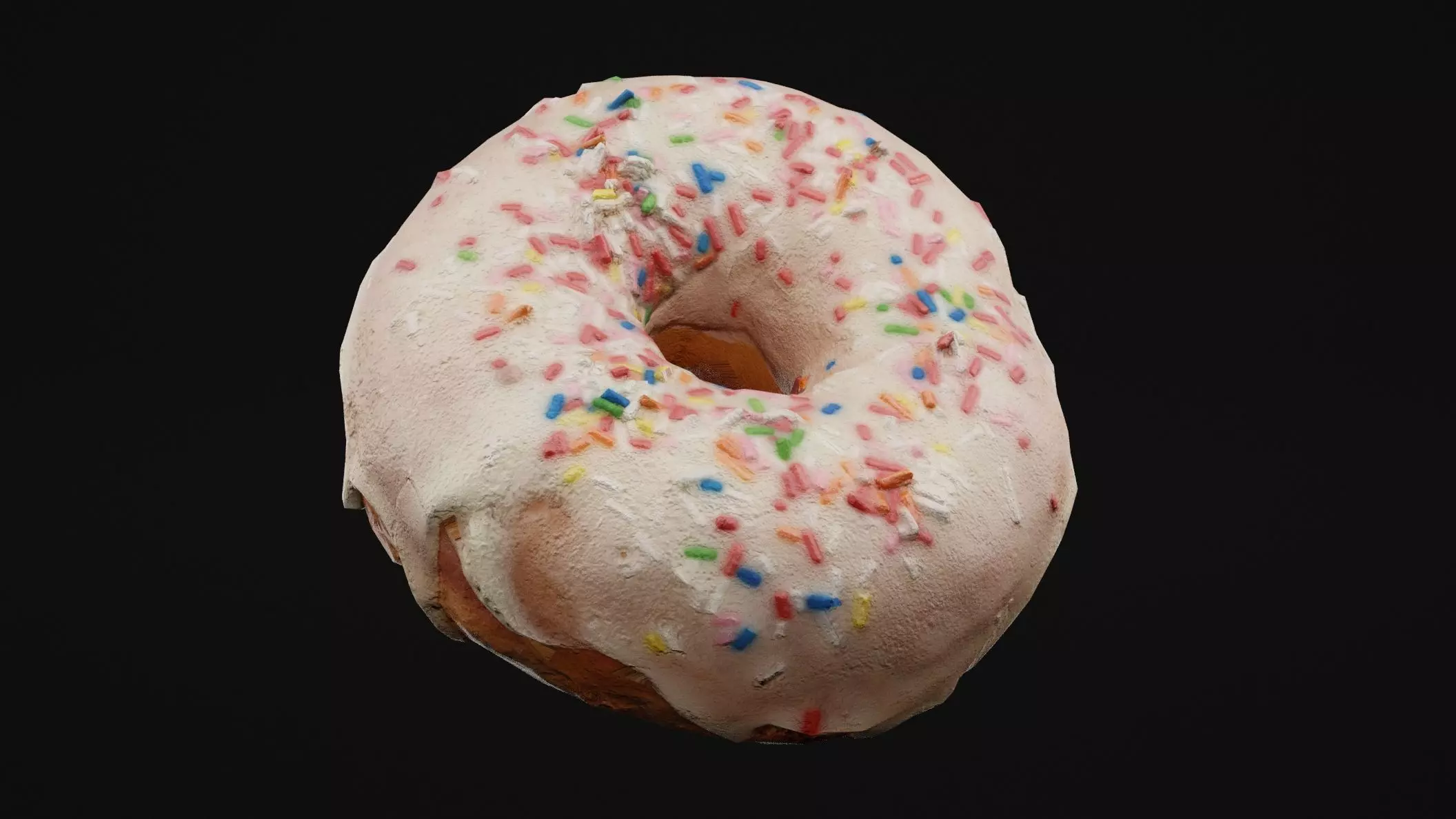 White Sprinkle Donut Low-poly 3D model_0
