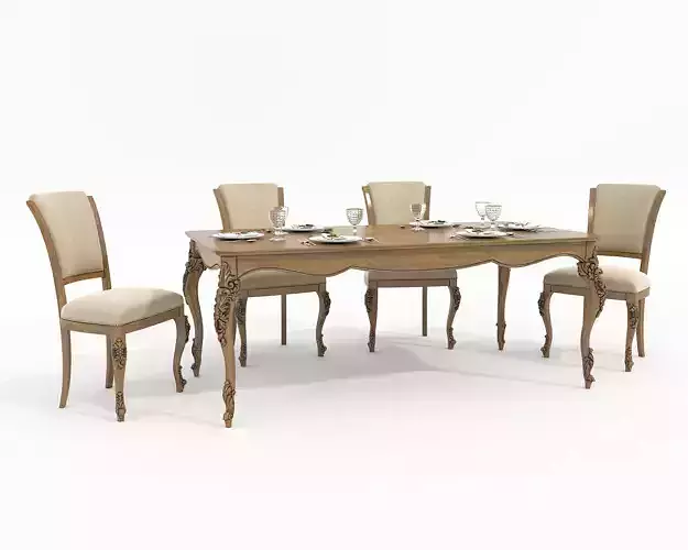 European style Dining Table and Chairs 15