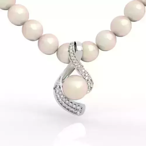 Stunning Pearl Diamond Twist Pendant Necklace 3D print model