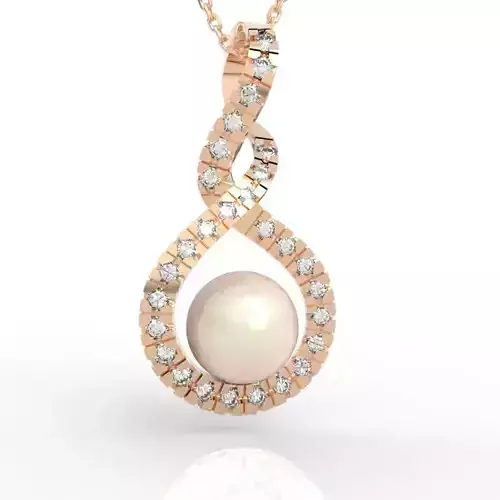 Timeless Pearl Diamond Infinity Twist Pendant