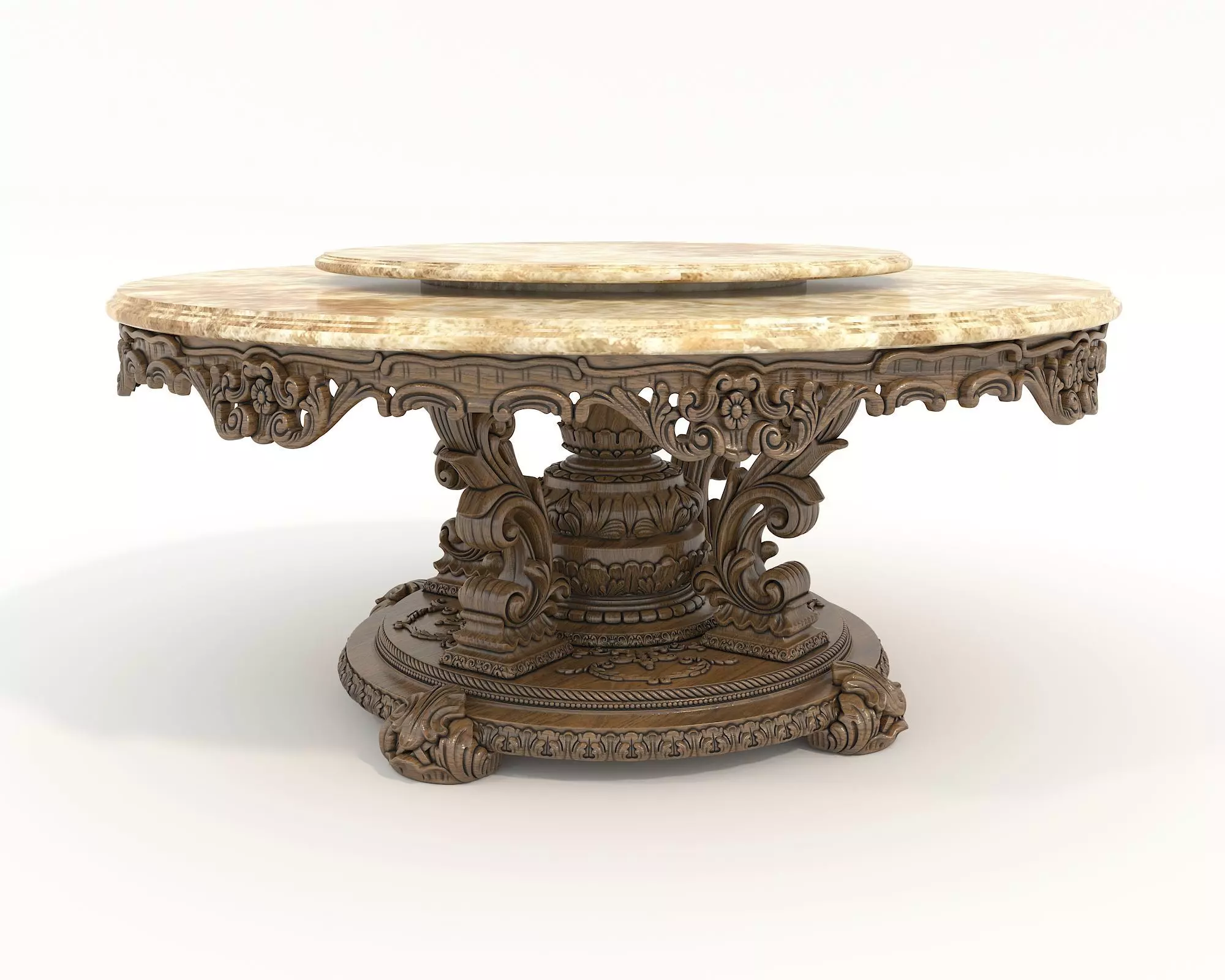 Classic European style Dining Table and Chairs 54 3D model_6