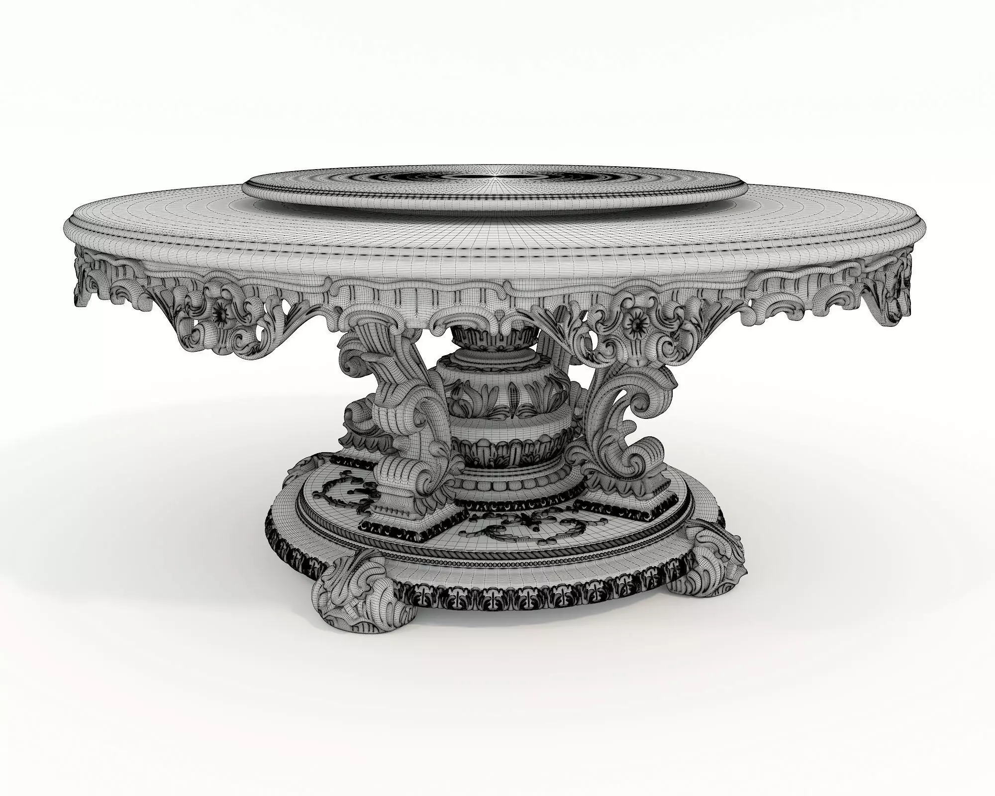 Classic European style Dining Table and Chairs 54 3D model_10