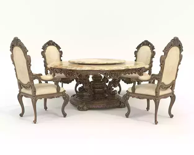 Classic European style Dining Table and Chairs 54
