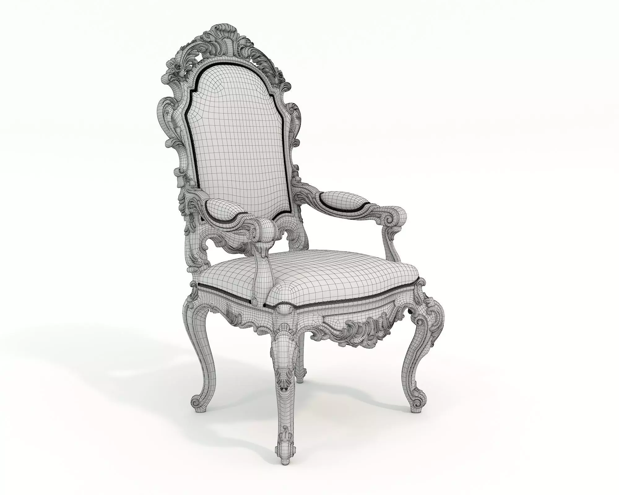 Classic European style Dining Table and Chairs 54 3D model_9