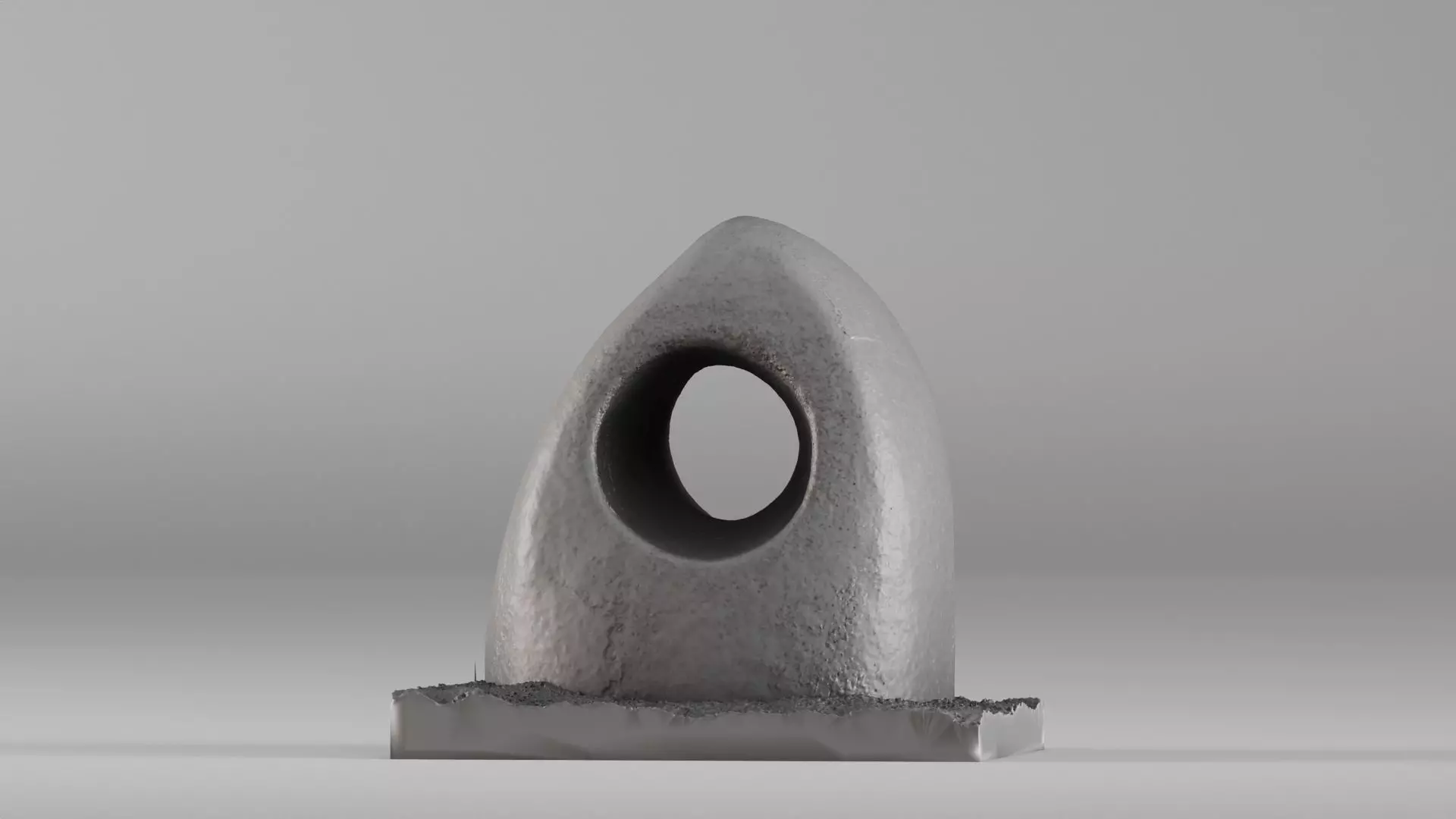 002396 Abstract Stone Sculpture with Circular Open STL Miniature 3D print model