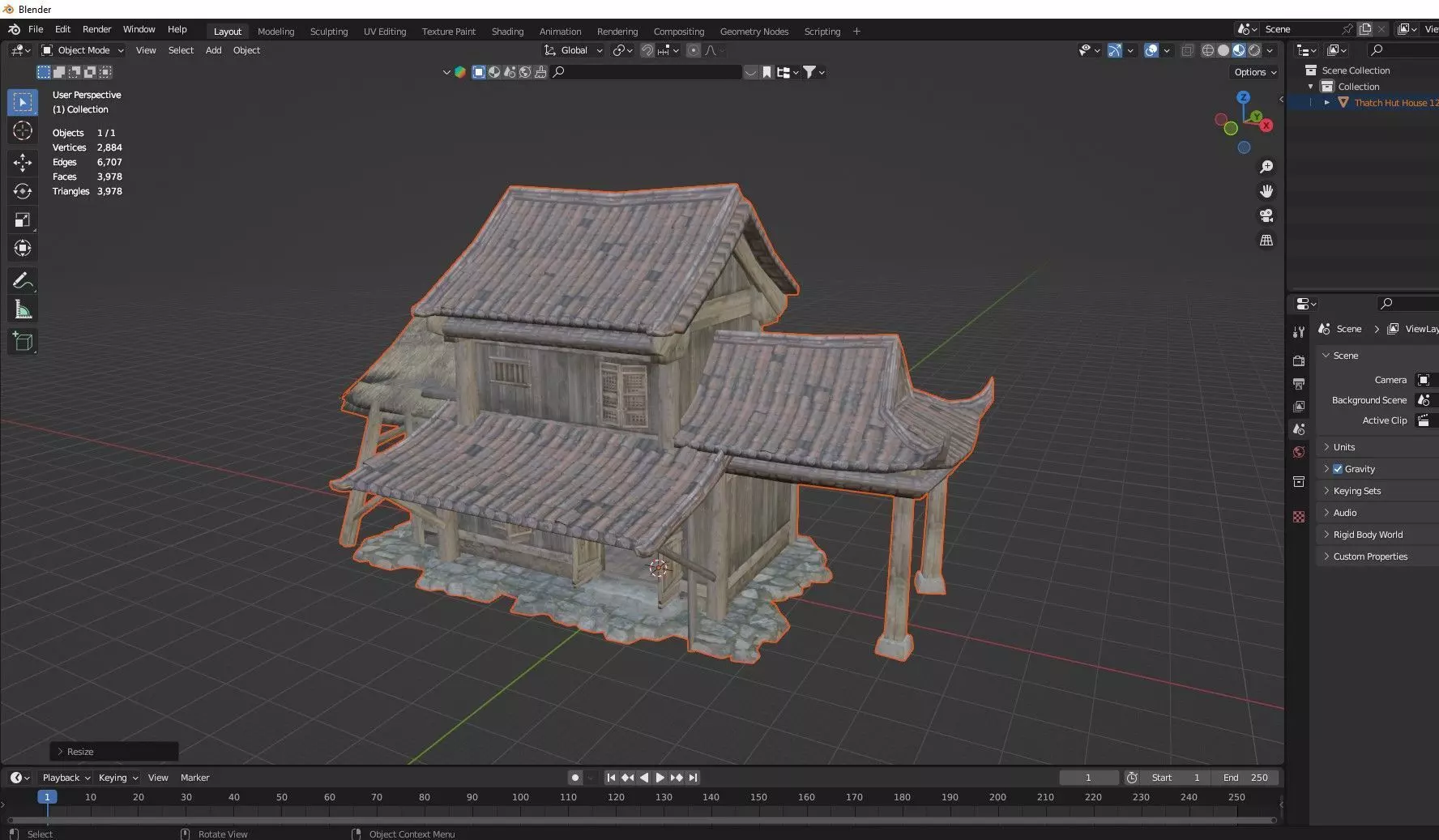 Thatch Hut House 12 For Games and Films 3D Model Low-poly 3D model_8