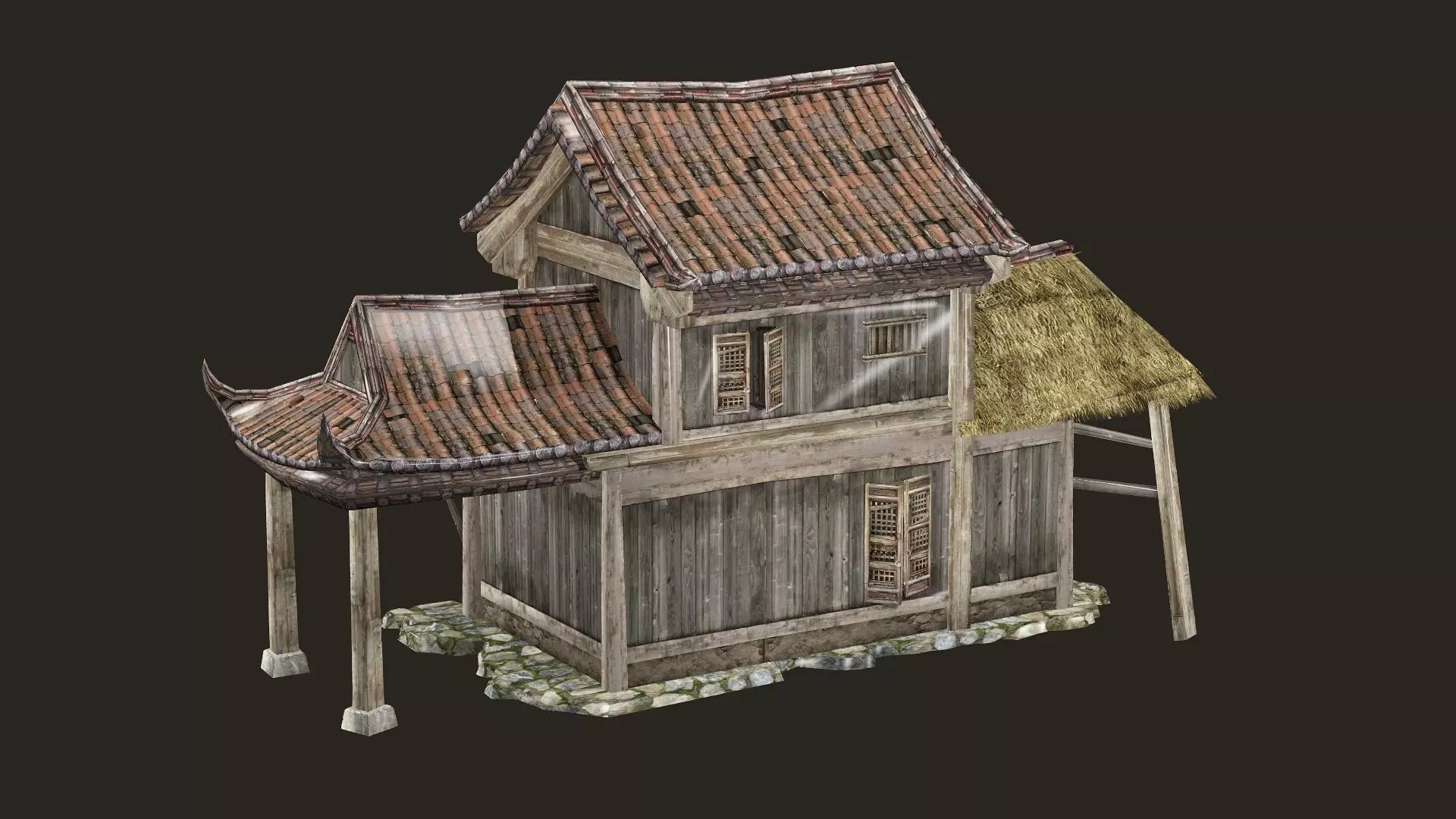 Thatch Hut House 12 For Games and Films 3D Model Low-poly 3D model_5