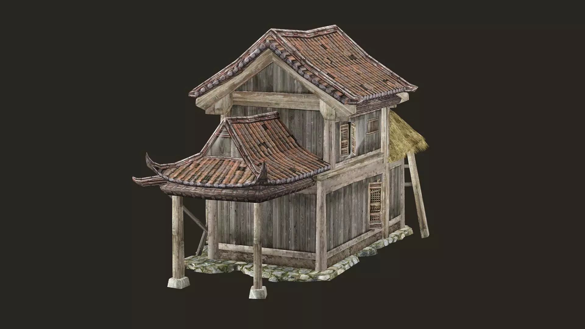 Thatch Hut House 12 For Games and Films 3D Model Low-poly 3D model_3