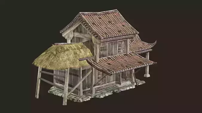 Thatch Hut House 12 For Games and Films 3D Model