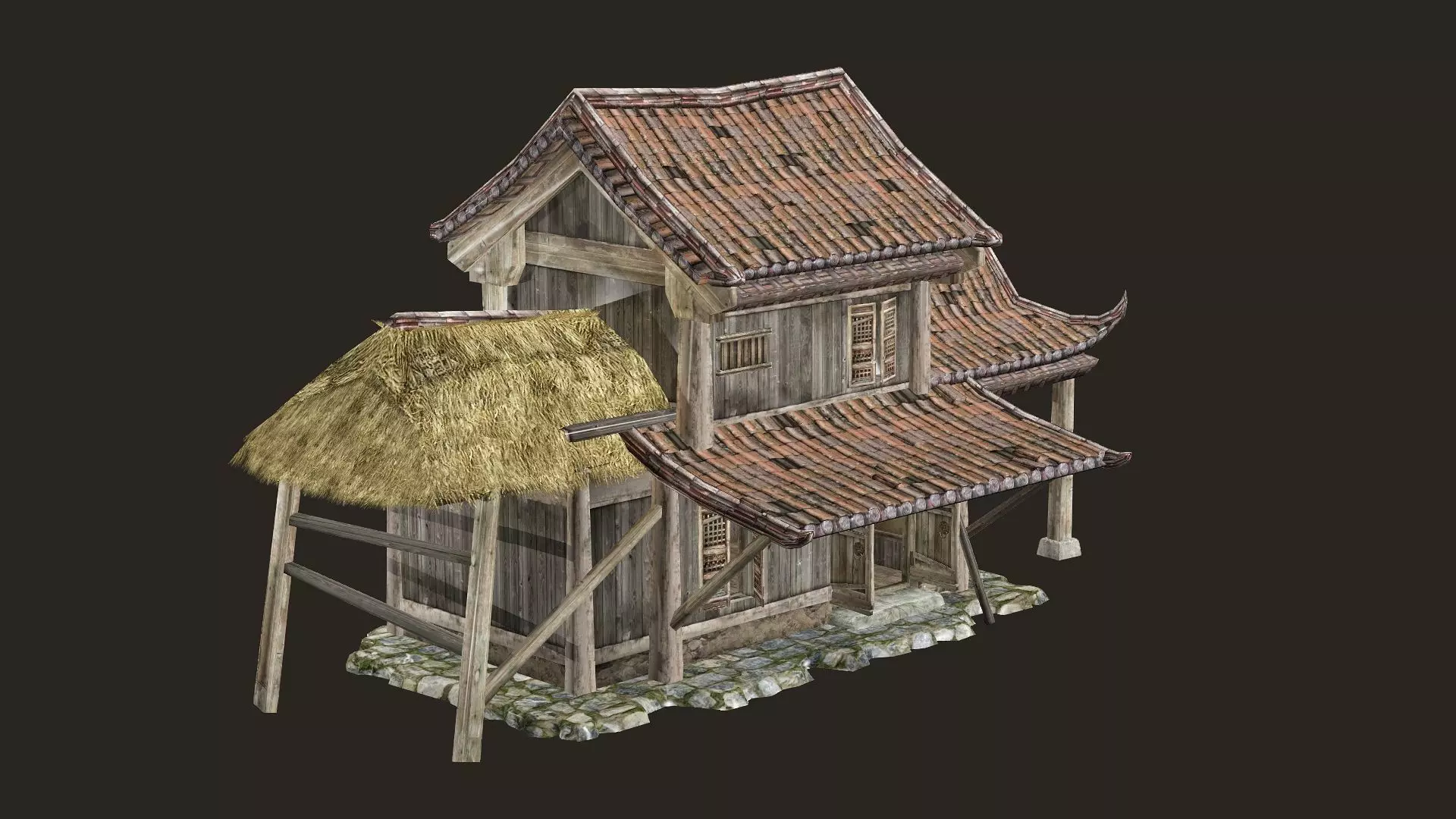 Thatch Hut House 12 For Games and Films 3D Model Low-poly 3D model_0