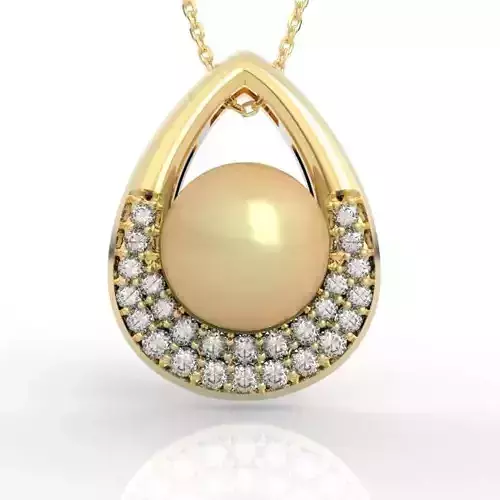 Luxury 3D Pearl Diamond Teardrop Pendant