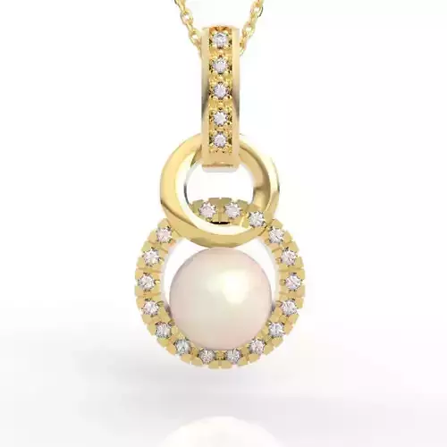 Stunning Pearl Diamond Pendant Two-Layer Design