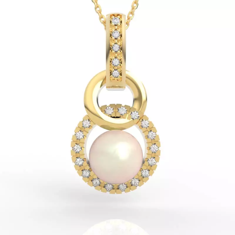 Stunning Pearl Diamond Pendant Two-Layer Design 3D print model