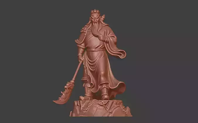 Eastern God 3D model of Guan Gong statue