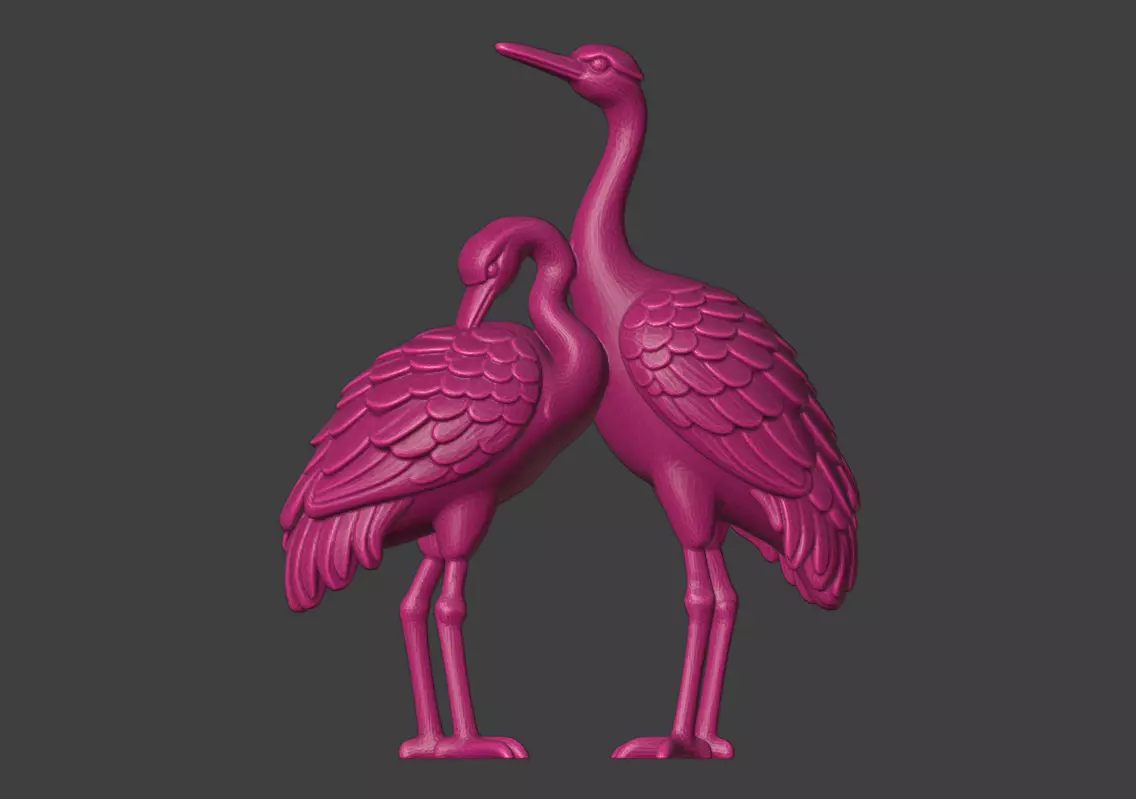 3D model of crane sculpture  stone carving   3D print model_6