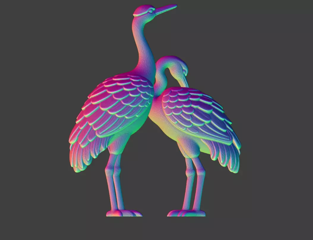 3D model of crane sculpture  stone carving   3D print model_5