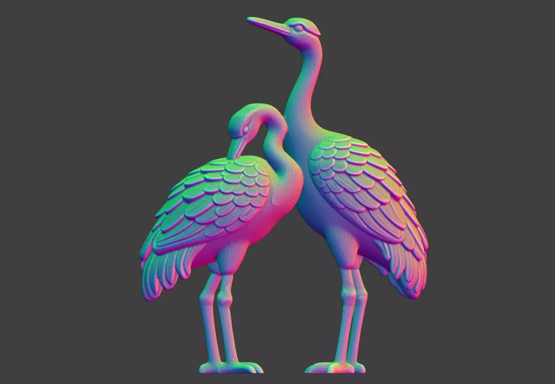 3D model of crane sculpture  stone carving   3D print model_1