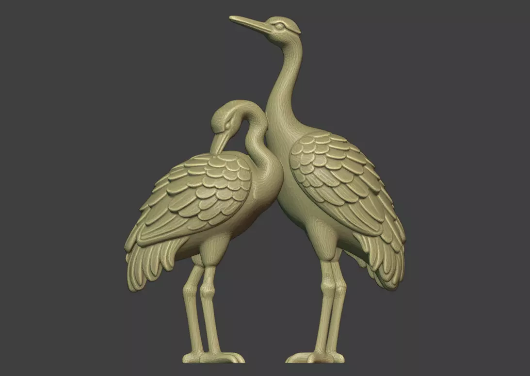 3D model of crane sculpture  stone carving   3D print model_0