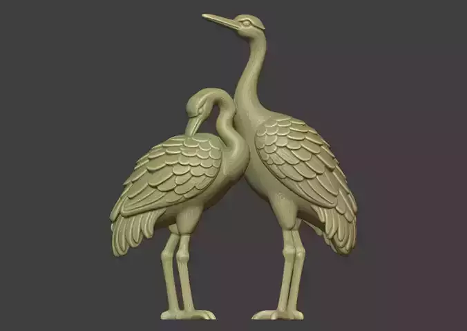 3D model of crane sculpture  stone carving  
