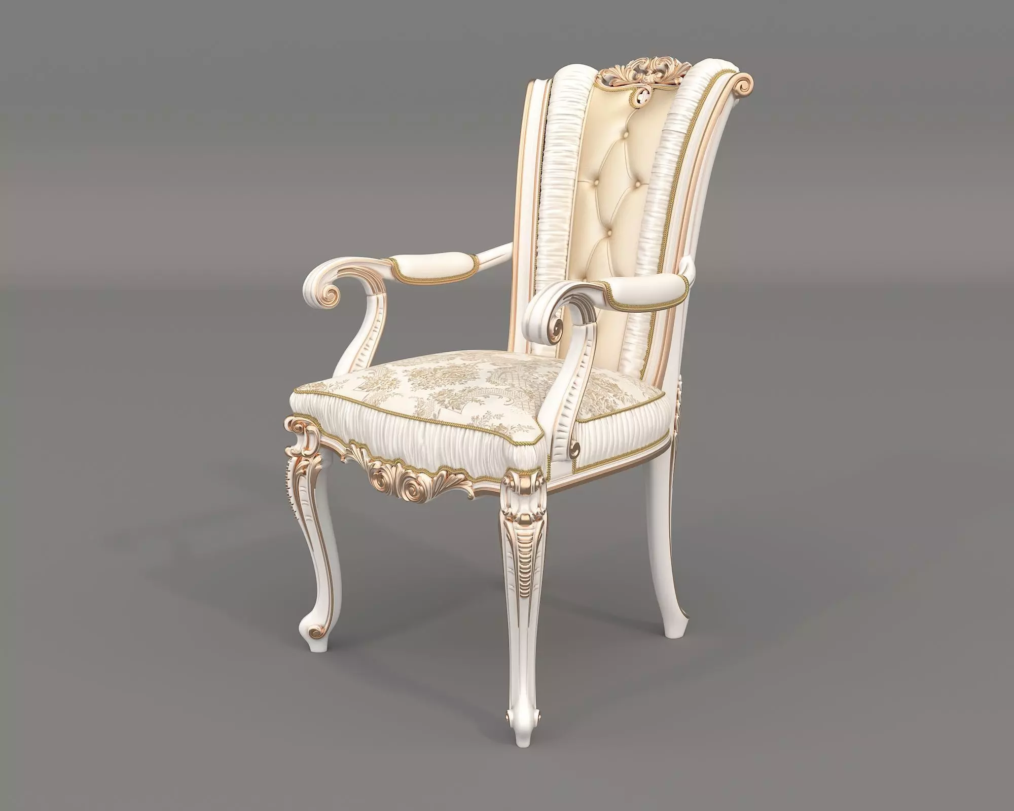 Classic European style Dining Table and Chairs 58 3D model_5