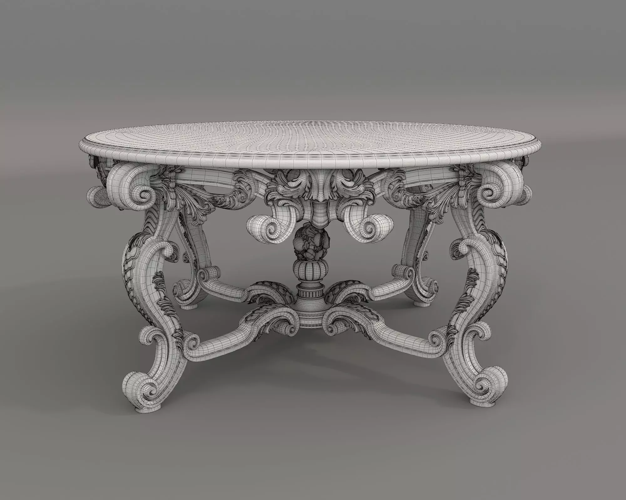 Classic European style Dining Table and Chairs 58 3D model_10