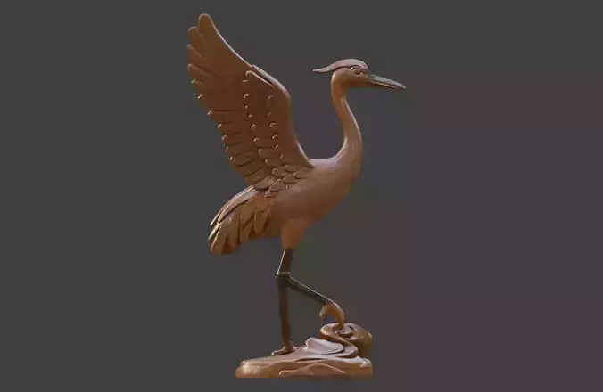 3D model of crane sculpture  stone carving