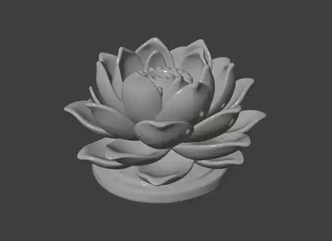 Elegant Lotus Flower Decorative Ornament 3D Print Model
