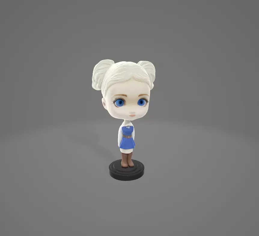 Winter Charm Bobblehead Girl 3D model_0