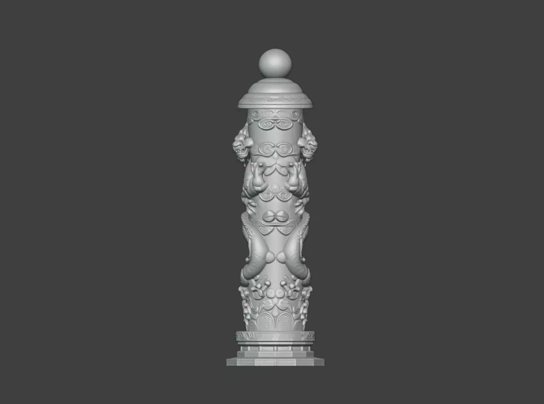 Coiled dragon column round carving 3D print model_1
