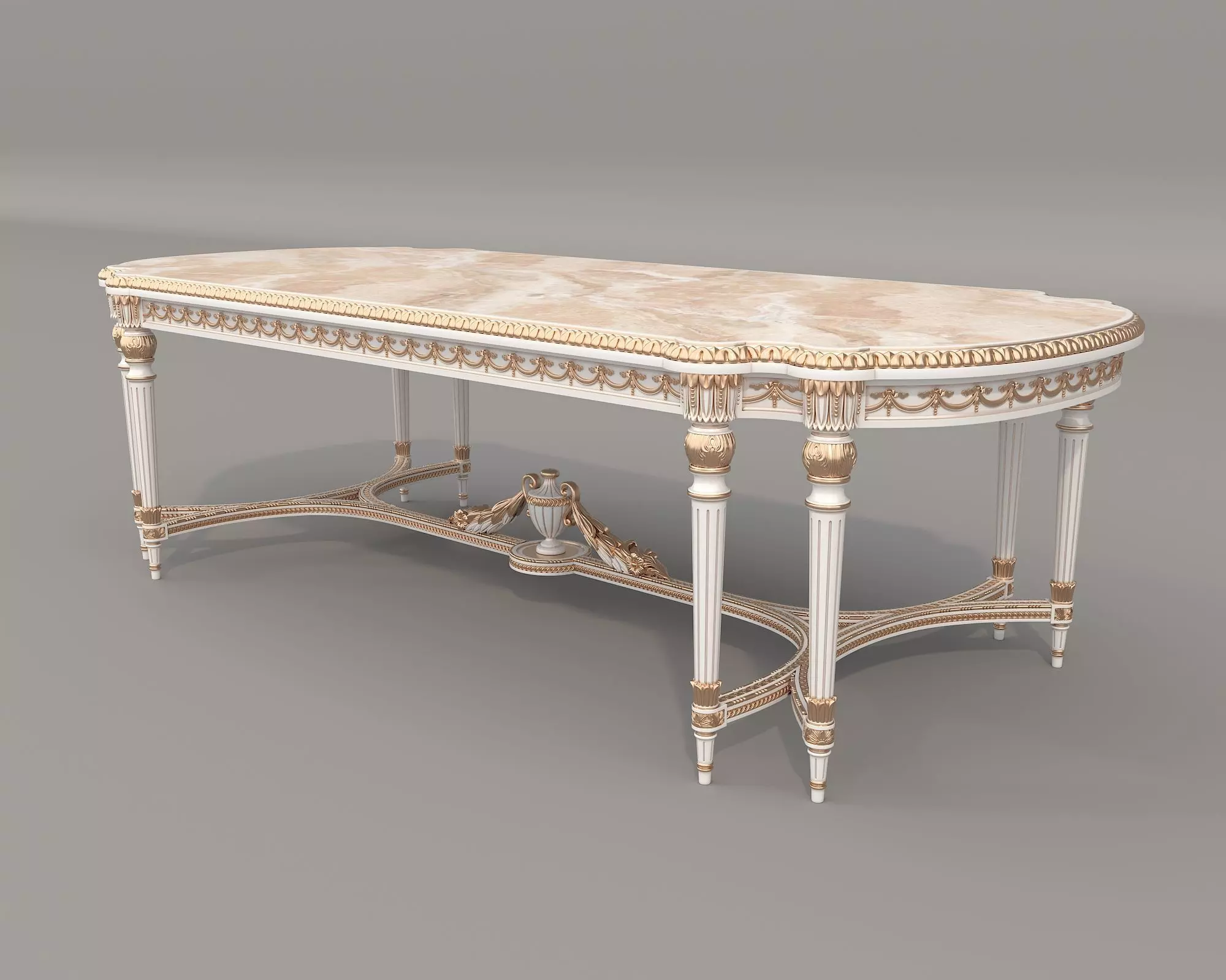 Classic European style Dining Table and Chairs 61 3D model_6