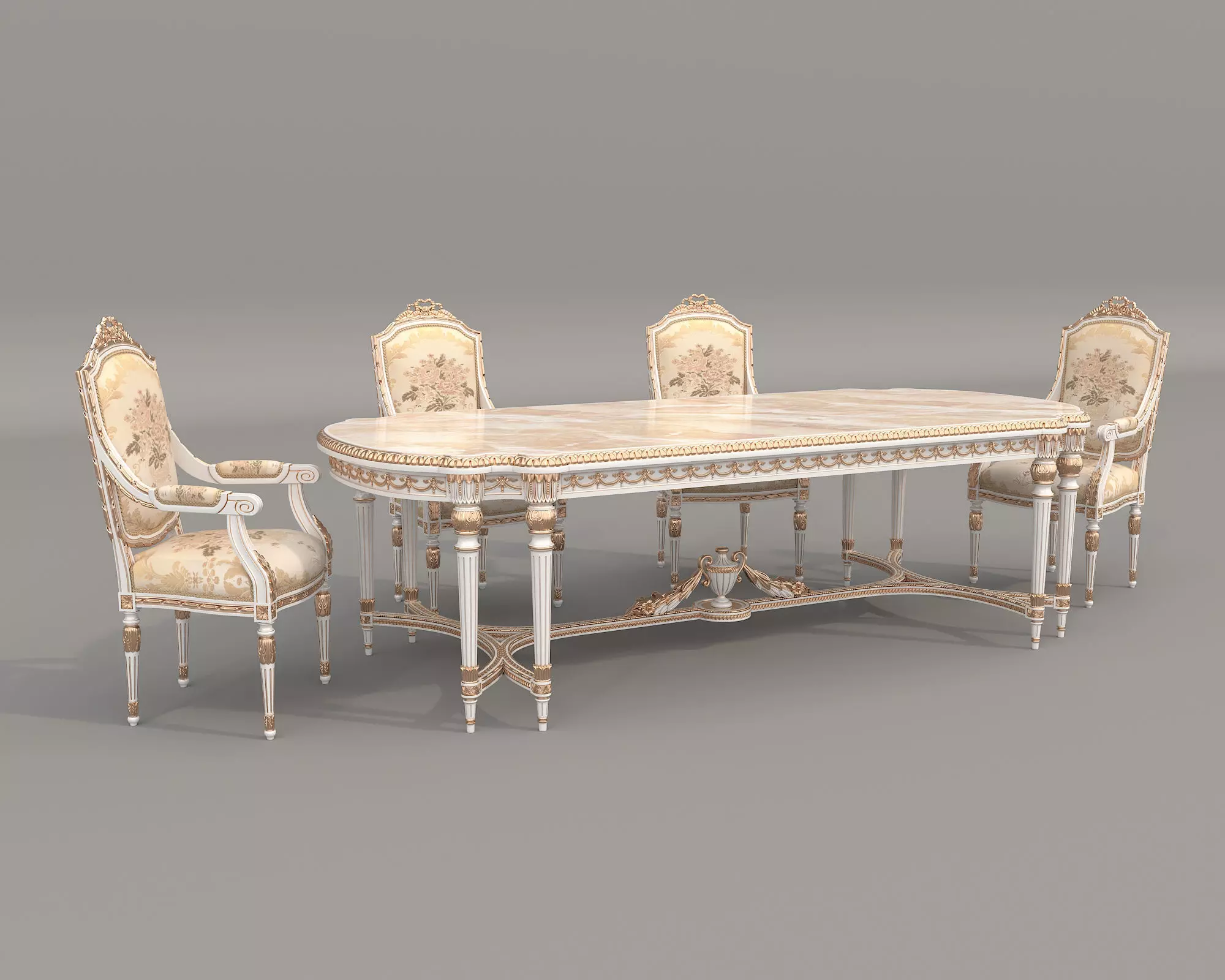 Classic European style Dining Table and Chairs 61 3D model_0