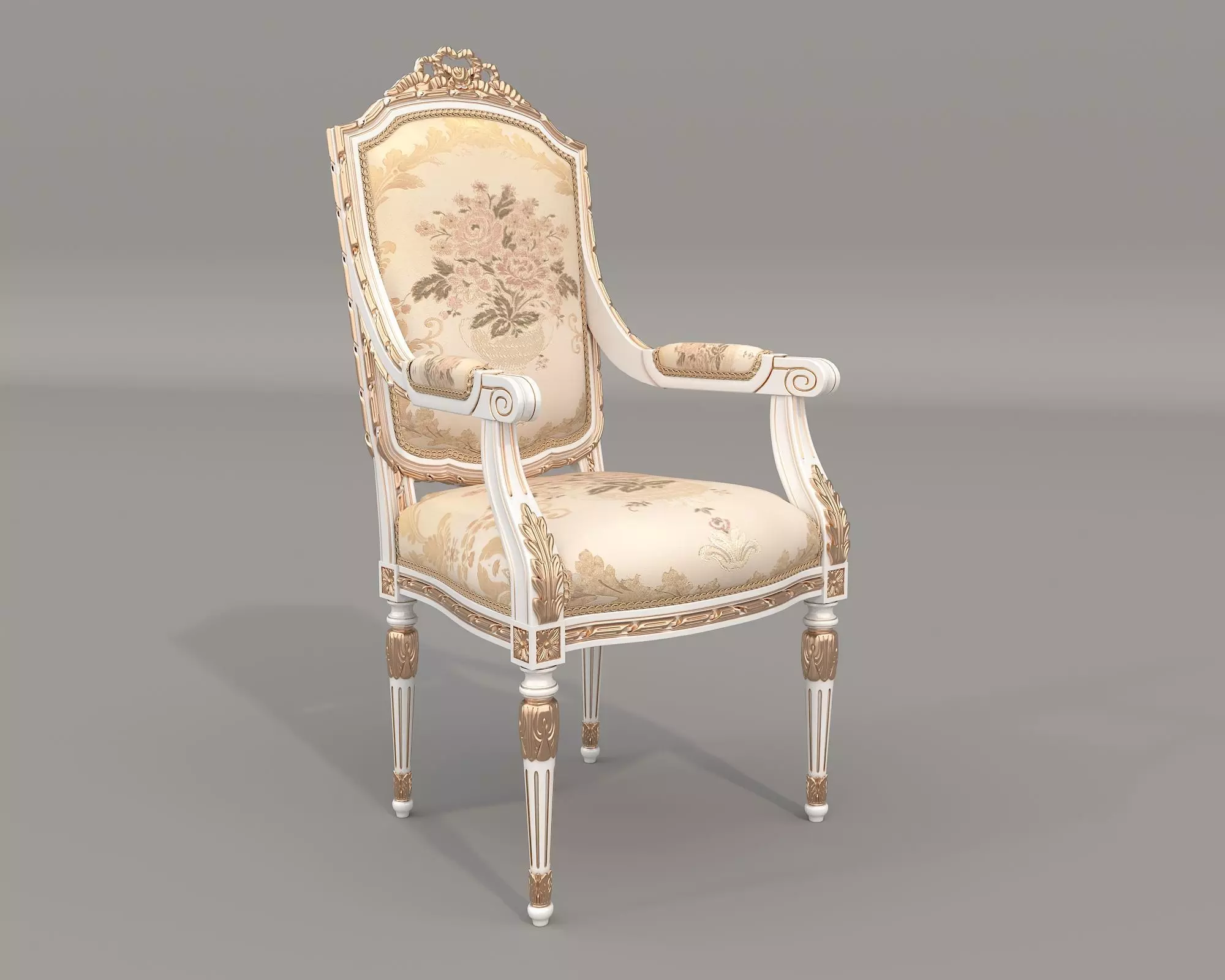 Classic European style Dining Table and Chairs 61 3D model_5