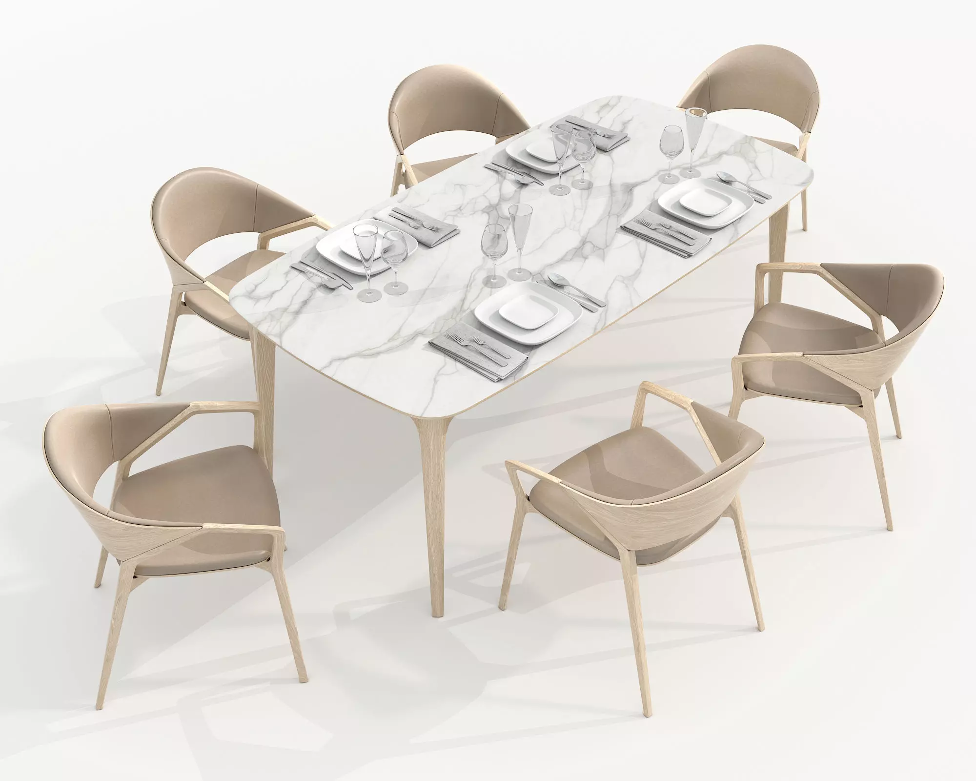 Modern Dining Table and Chairs 36 3D model_1