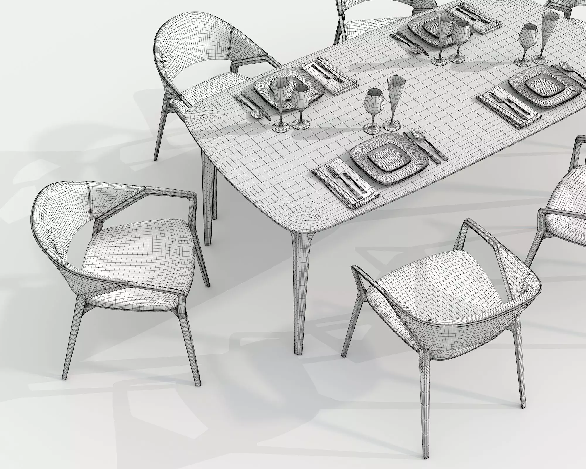 Modern Dining Table and Chairs 36 3D model_9