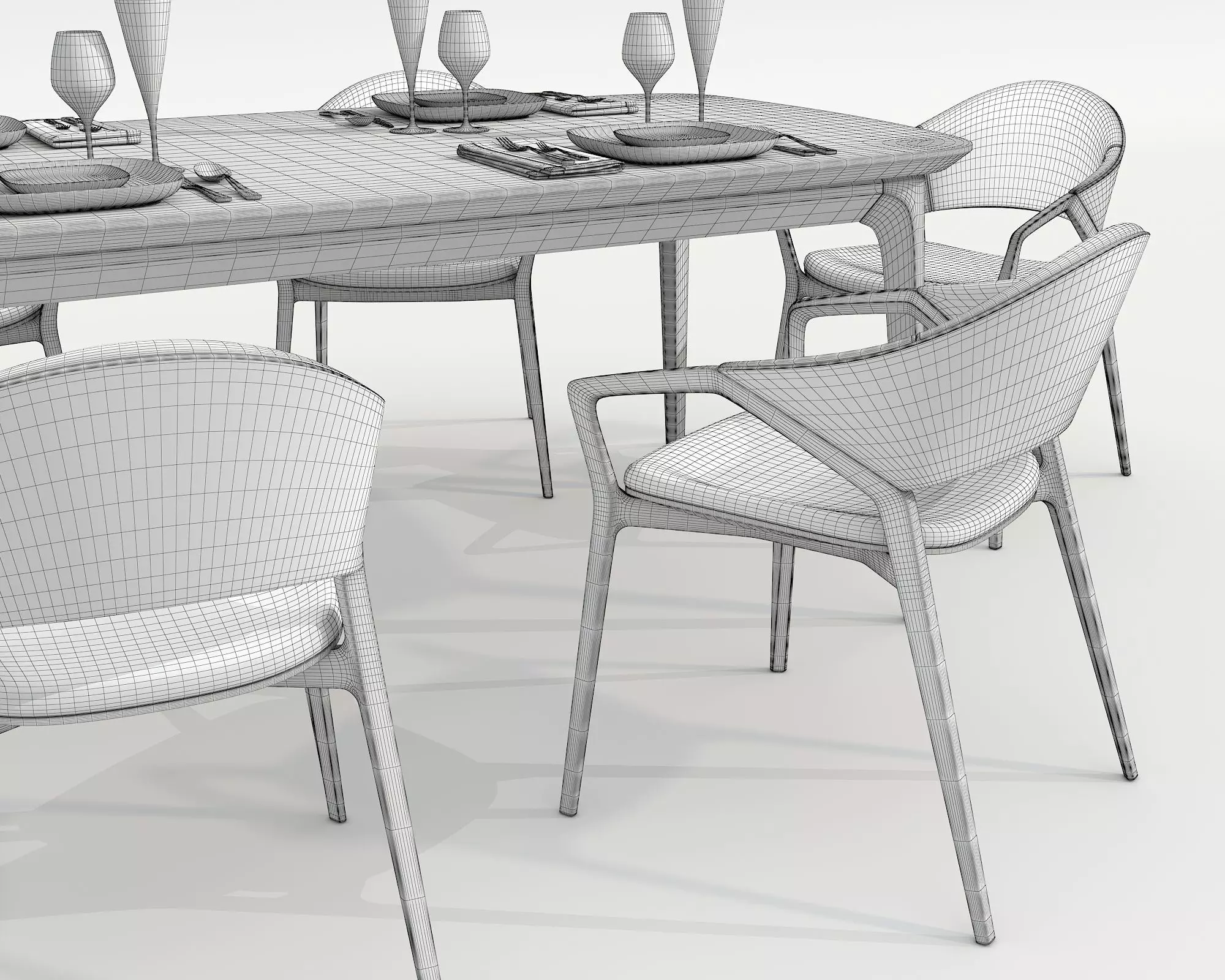 Modern Dining Table and Chairs 36 3D model_10