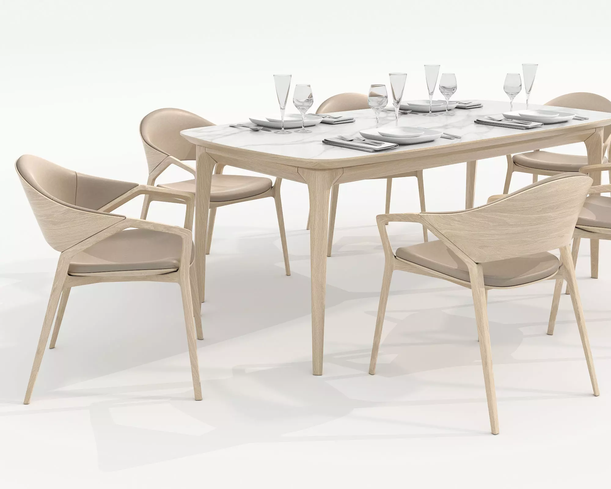Modern Dining Table and Chairs 36 3D model_2