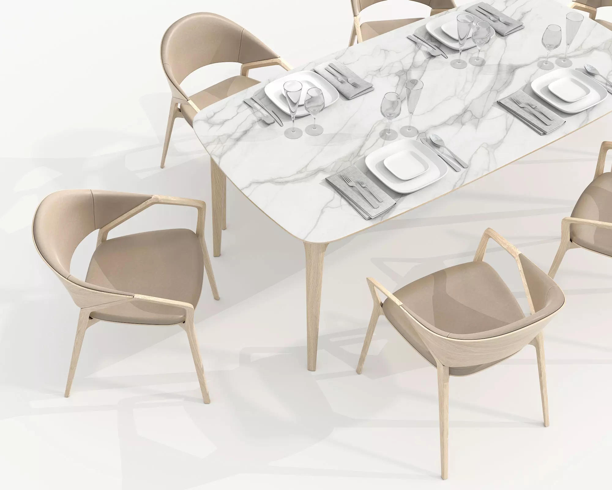 Modern Dining Table and Chairs 36 3D model_3