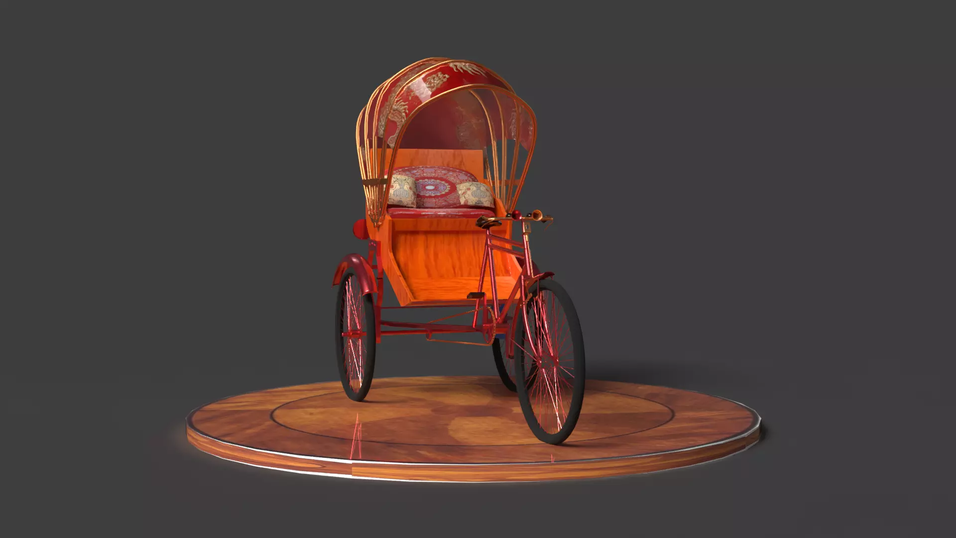 Chinese rickshaw 3D model_4